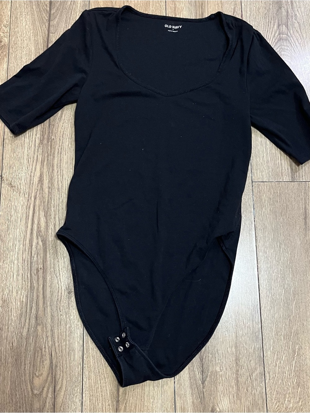 Old Navy Black Scoop Neck Short Sleeve Bodysuit
